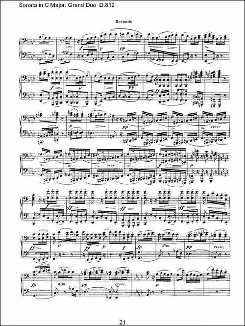 Sonata in C Major, Grand Duo D.812-Ｃ大调奏鸣曲，盛大的二重奏 -钢琴谱