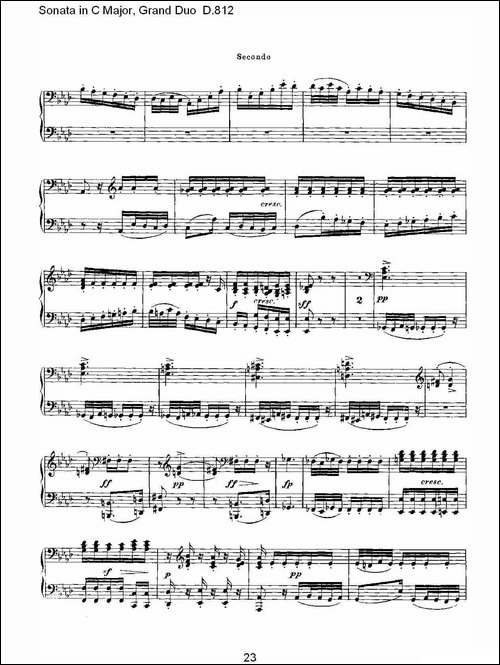 Sonata in C Major, Grand Duo D.812-Ｃ大调奏鸣曲，盛大的二重奏 -钢琴谱