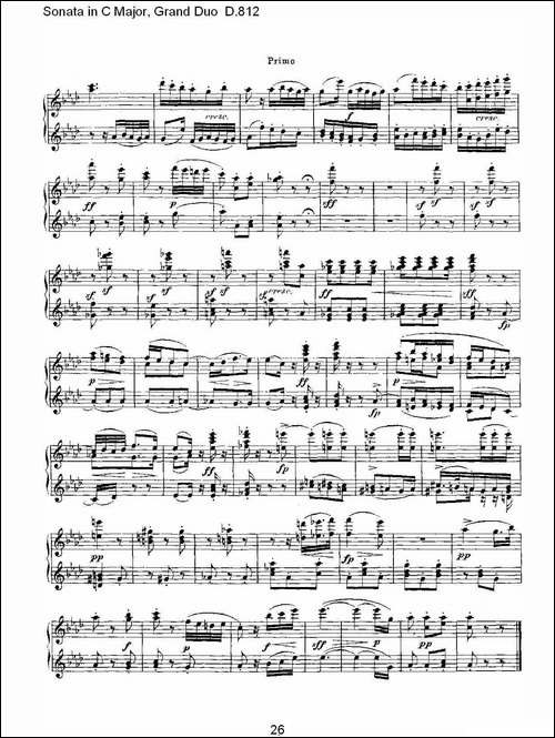 Sonata in C Major, Grand Duo D.812-Ｃ大调奏鸣曲，盛大的二重奏 -钢琴谱
