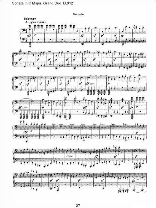 Sonata in C Major, Grand Duo D.812-Ｃ大调奏鸣曲，盛大的二重奏 -钢琴谱