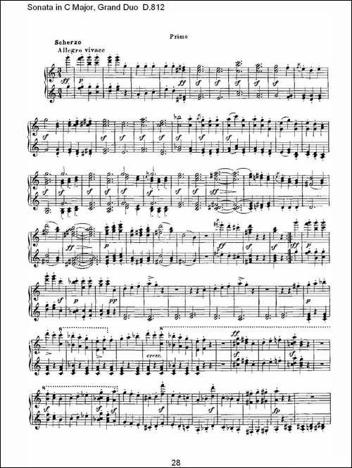 Sonata in C Major, Grand Duo D.812-Ｃ大调奏鸣曲，盛大的二重奏 -钢琴谱