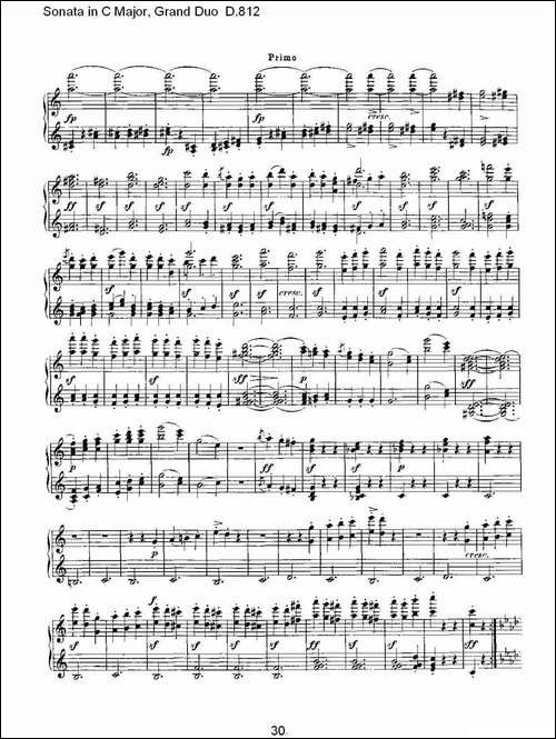 Sonata in C Major, Grand Duo D.812-Ｃ大调奏鸣曲，盛大的二重奏 -钢琴谱