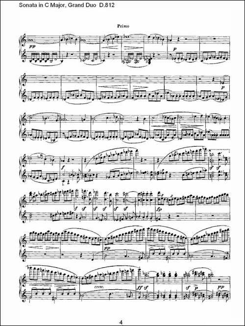 Sonata in C Major, Grand Duo D.812-Ｃ大调奏鸣曲，盛大的二重奏 -钢琴谱