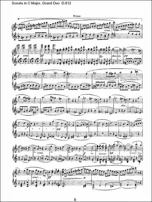 Sonata in C Major, Grand Duo D.812-Ｃ大调奏鸣曲，盛大的二重奏 -钢琴谱
