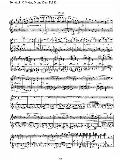 Sonata in C Major, Grand Duo D.812-Ｃ大调奏鸣曲，盛大的二重奏 -钢琴谱