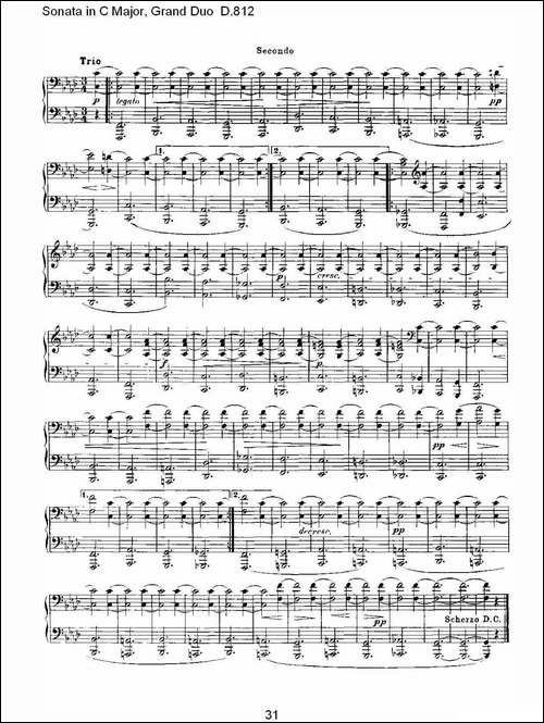 Sonata in C Major, Grand Duo D.812-Ｃ大调奏鸣曲，盛大的二重奏 -钢琴谱