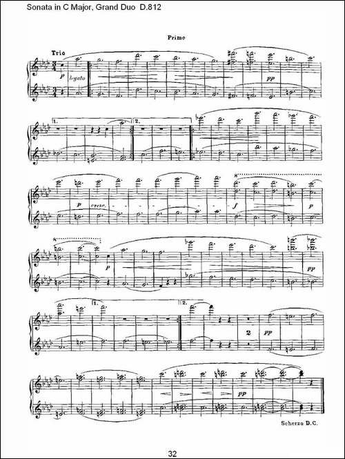 Sonata in C Major, Grand Duo D.812-Ｃ大调奏鸣曲，盛大的二重奏 -钢琴谱