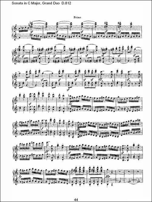 Sonata in C Major, Grand Duo D.812-Ｃ大调奏鸣曲，盛大的二重奏 -钢琴谱