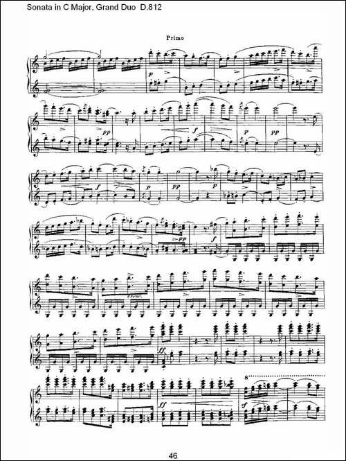 Sonata in C Major, Grand Duo D.812-Ｃ大调奏鸣曲，盛大的二重奏 -钢琴谱