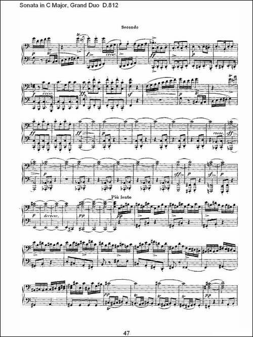 Sonata in C Major, Grand Duo D.812-Ｃ大调奏鸣曲，盛大的二重奏 -钢琴谱