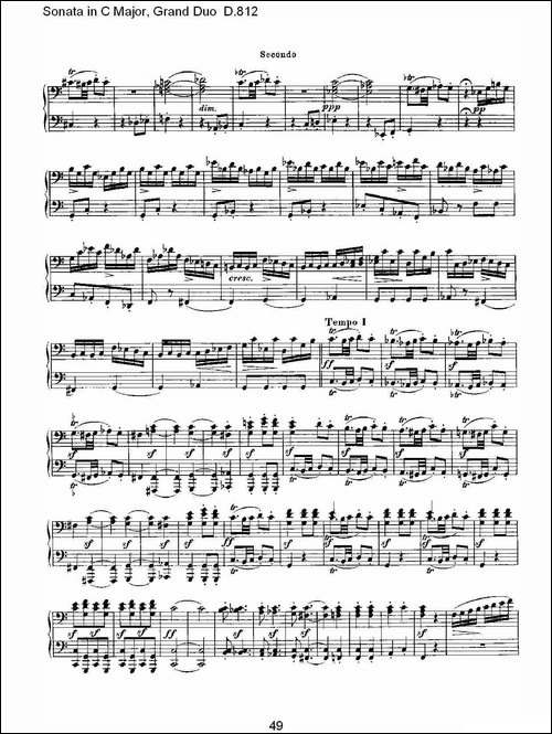 Sonata in C Major, Grand Duo D.812-Ｃ大调奏鸣曲，盛大的二重奏 -钢琴谱