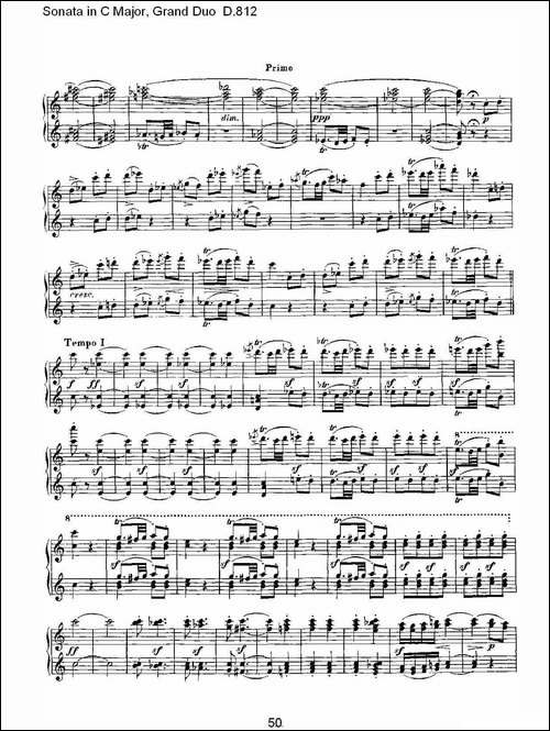 Sonata in C Major, Grand Duo D.812-Ｃ大调奏鸣曲，盛大的二重奏 -钢琴谱