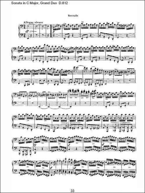 Sonata in C Major, Grand Duo D.812-Ｃ大调奏鸣曲，盛大的二重奏 -钢琴谱