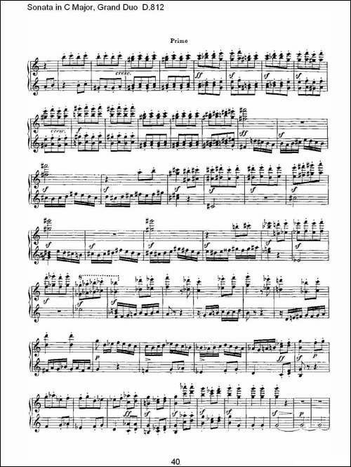 Sonata in C Major, Grand Duo D.812-Ｃ大调奏鸣曲，盛大的二重奏 -钢琴谱