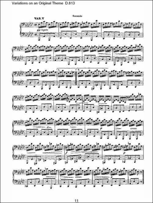 Variations on an Original Theme D.813-原生态主题变鸣曲 D.-钢琴谱