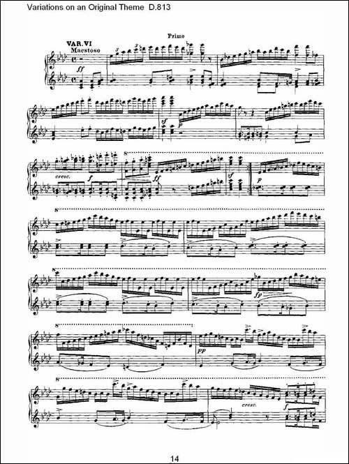 Variations on an Original Theme D.813-原生态主题变鸣曲 D.-钢琴谱