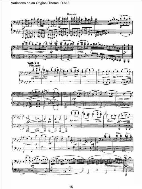 Variations on an Original Theme D.813-原生态主题变鸣曲 D.-钢琴谱