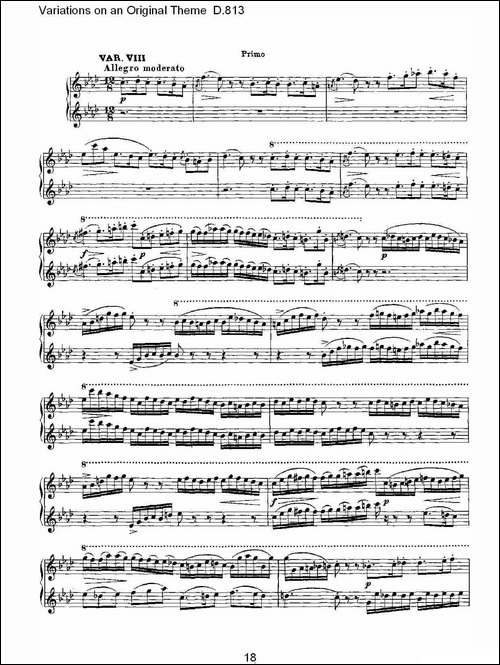 Variations on an Original Theme D.813-原生态主题变鸣曲 D.-钢琴谱