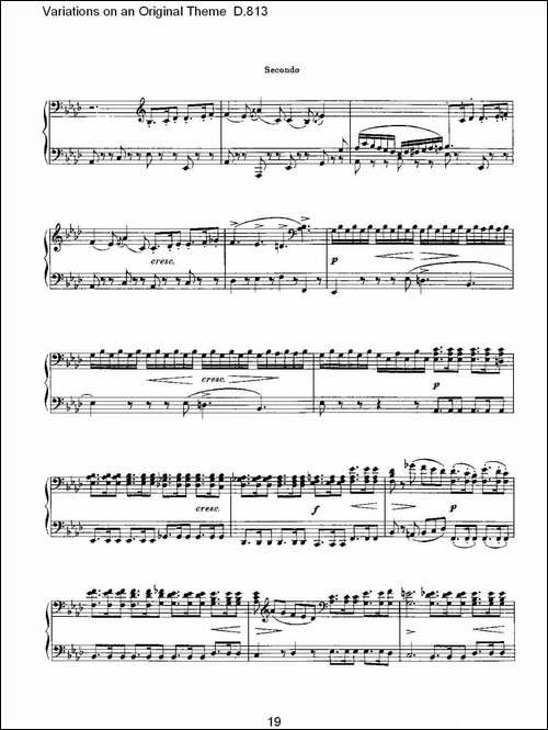 Variations on an Original Theme D.813-原生态主题变鸣曲 D.-钢琴谱