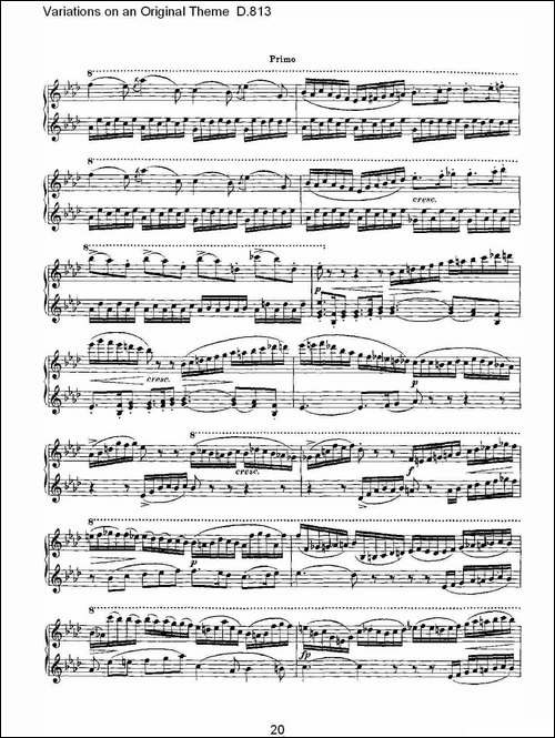 Variations on an Original Theme D.813-原生态主题变鸣曲 D.-钢琴谱