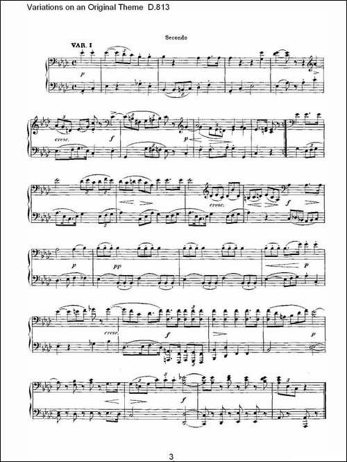 Variations on an Original Theme D.813-原生态主题变鸣曲 D.-钢琴谱