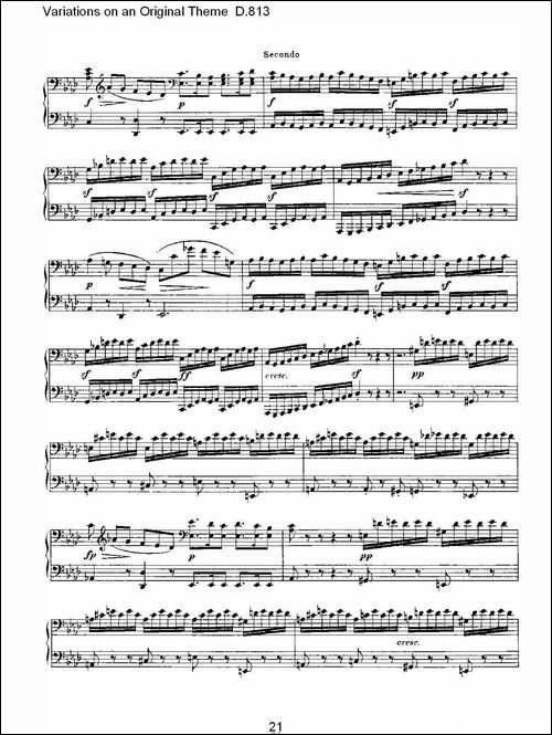 Variations on an Original Theme D.813-原生态主题变鸣曲 D.-钢琴谱