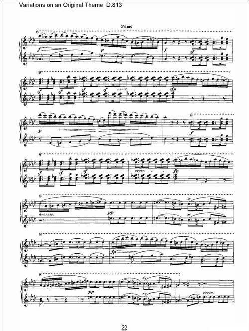 Variations on an Original Theme D.813-原生态主题变鸣曲 D.-钢琴谱
