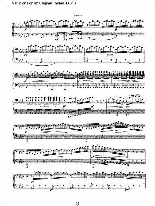 Variations on an Original Theme D.813-原生态主题变鸣曲 D.-钢琴谱