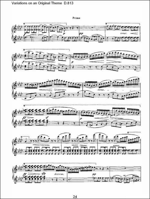 Variations on an Original Theme D.813-原生态主题变鸣曲 D.-钢琴谱