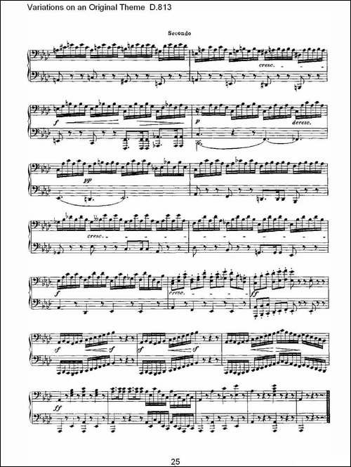 Variations on an Original Theme D.813-原生态主题变鸣曲 D.-钢琴谱