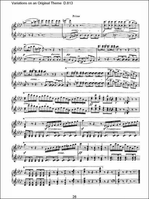 Variations on an Original Theme D.813-原生态主题变鸣曲 D.-钢琴谱