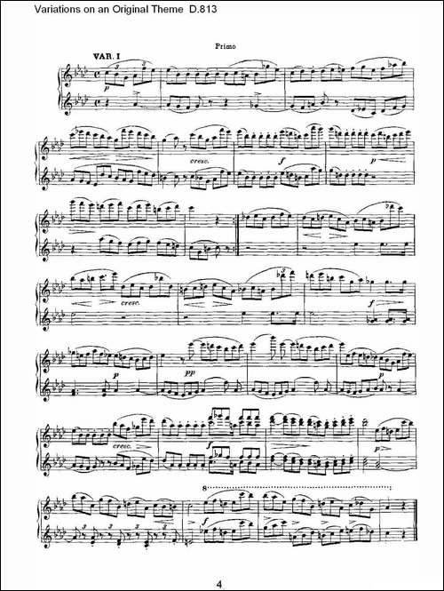 Variations on an Original Theme D.813-原生态主题变鸣曲 D.-钢琴谱