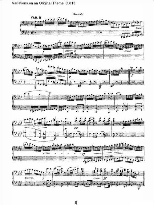Variations on an Original Theme D.813-原生态主题变鸣曲 D.-钢琴谱