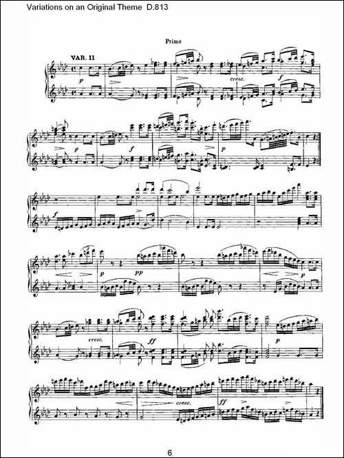 Variations on an Original Theme D.813-原生态主题变鸣曲 D.-钢琴谱
