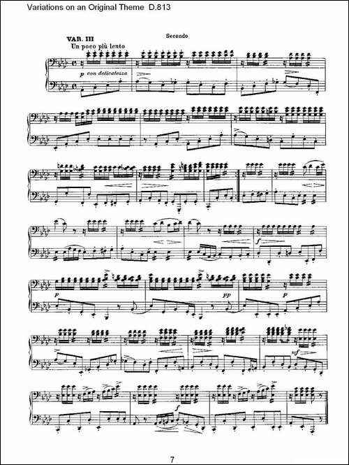 Variations on an Original Theme D.813-原生态主题变鸣曲 D.-钢琴谱