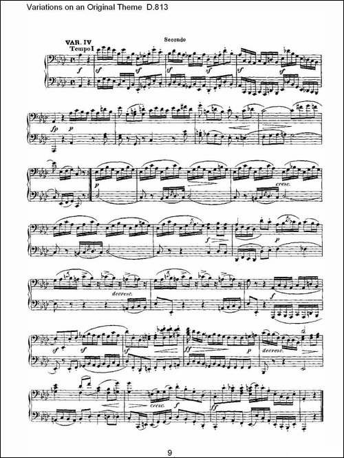 Variations on an Original Theme D.813-原生态主题变鸣曲 D.-钢琴谱