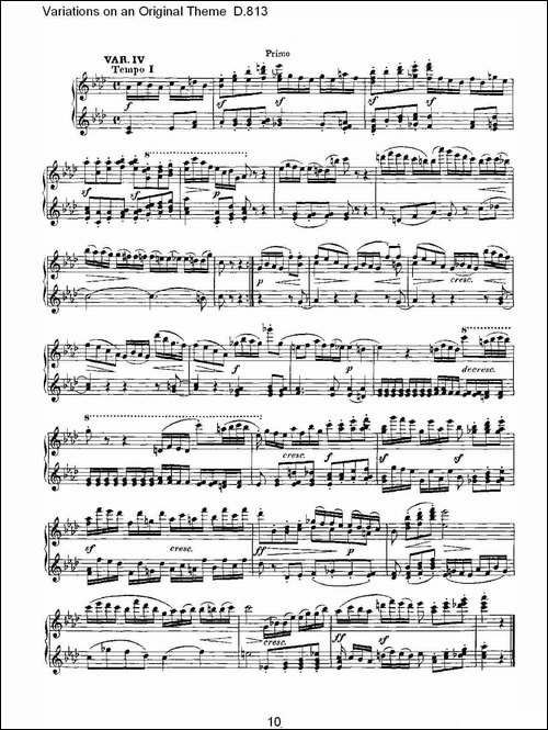 Variations on an Original Theme D.813-原生态主题变鸣曲 D.-钢琴谱