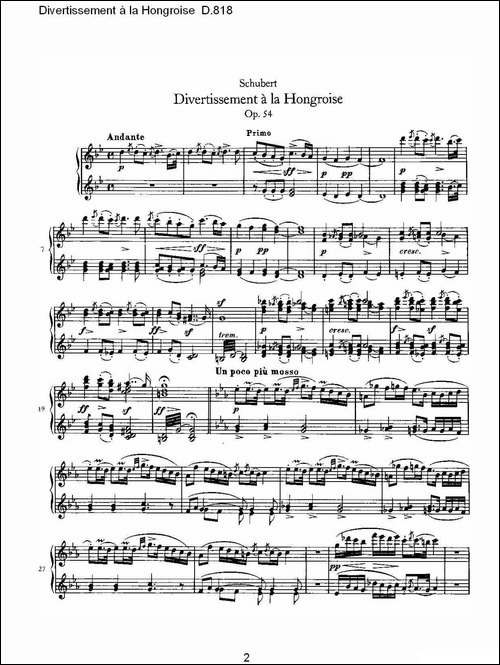 Divertissement à la Hongroise D.818-钢琴谱