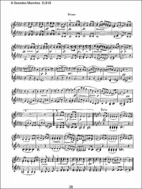6 Grandes Marches D.819-6 贵族进行曲 D.819-钢琴谱
