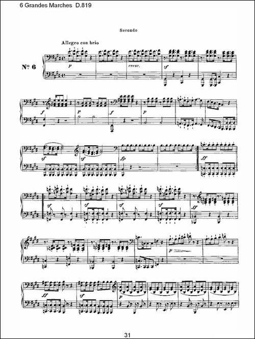 6 Grandes Marches D.819-6 贵族进行曲 D.819-钢琴谱