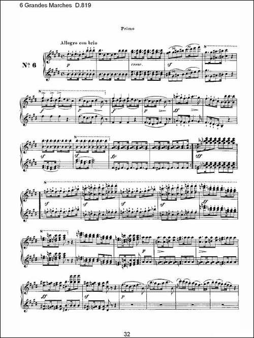 6 Grandes Marches D.819-6 贵族进行曲 D.819-钢琴谱