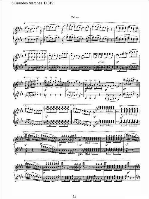 6 Grandes Marches D.819-6 贵族进行曲 D.819-钢琴谱