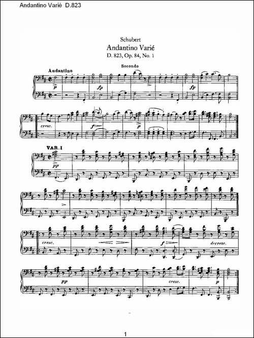 Andantino Varié D.823-小行板杂集 D.823-钢琴谱