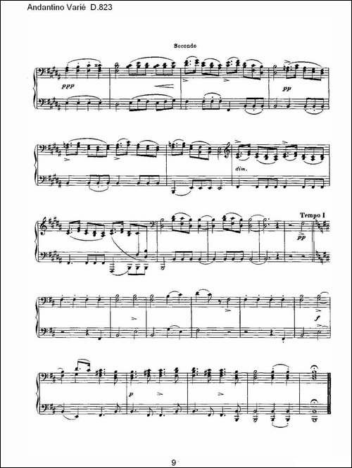 Andantino Varié D.823-小行板杂集 D.823-钢琴谱