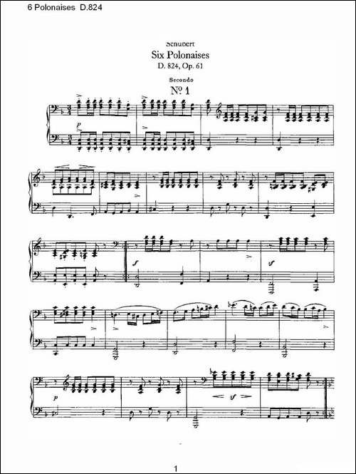 6 Polonaises D.824-6波罗乃兹舞曲 D.824-钢琴谱