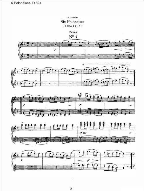 6 Polonaises D.824-6波罗乃兹舞曲 D.824-钢琴谱