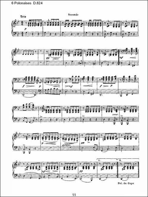 6 Polonaises D.824-6波罗乃兹舞曲 D.824-钢琴谱