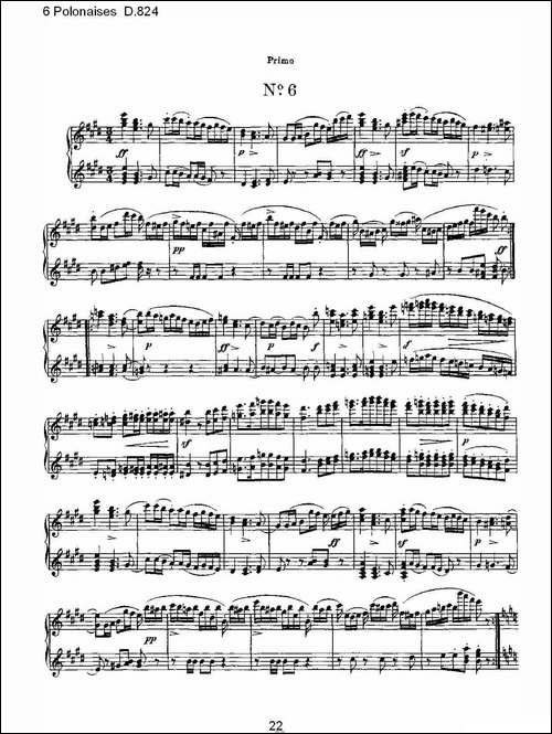 6 Polonaises D.824-6波罗乃兹舞曲 D.824-钢琴谱