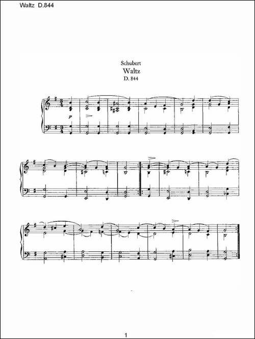 Waltz D.84-华尔兹舞曲 D.844-钢琴谱