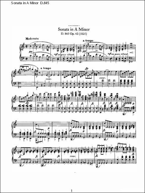 Sonata in A Minor D.845-A小调奏鸣曲 D.845-钢琴谱